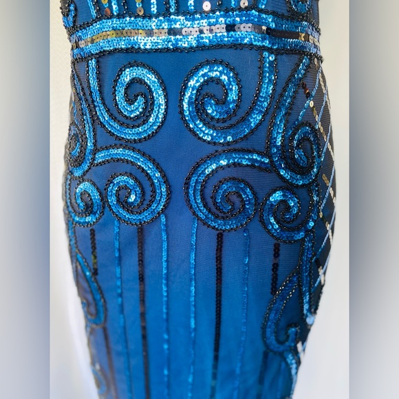 Blue sequined flapper dress - Picture 5 of 8